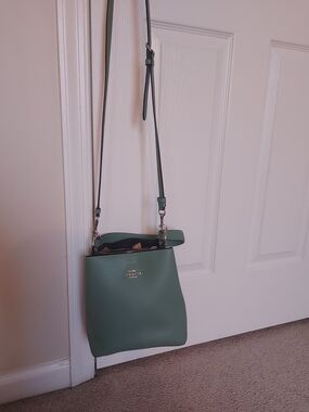 Coach Green Pebbled Leather Crossbody Bag with Gold Logo